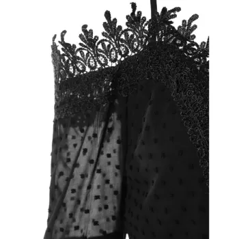 ong Sleeve High Waist Polka Dot Romper - Black