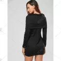 Long Sleeve Hoodie Sweatshirt Dress - Black