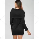 Long Sleeve Hoodie Sweatshirt Dress - Black