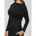 Long Sleeve Hoodie Sweatshirt Dress - Black