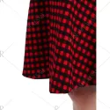 Long Sleeve Knee Length Plaid Dress - Red