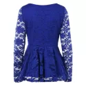 Long Sleeve Lace Skirted Blouse - Royal Blue