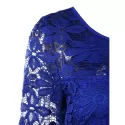 Long Sleeve Lace Skirted Blouse - Royal Blue