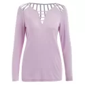 Long Sleeve Ladder Cut Out Tee - Mauve