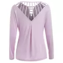 Long Sleeve Ladder Cut Out Tee - Mauve