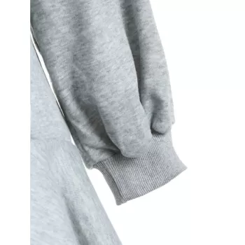 Long Sleeve Ruffled Trim Dress - Light Gray