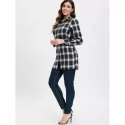 Long leeve Tartan hirt - Black