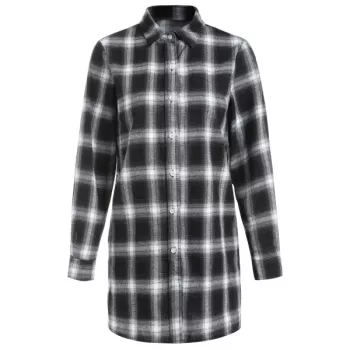 Long leeve Tartan hirt - Black