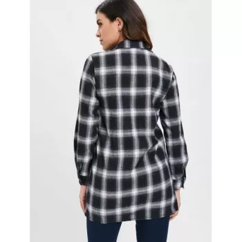 Long leeve Tartan hirt - Black