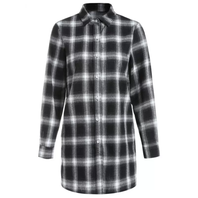 Long leeve Tartan hirt - Black