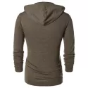 Long Sleeve Zipper Drawstring Hoodie - Taupe