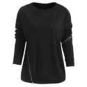 Long Sleeve Zippers Sweatshirt - Black