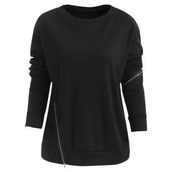 Long Sleeve Zippers Sweatshirt - Black