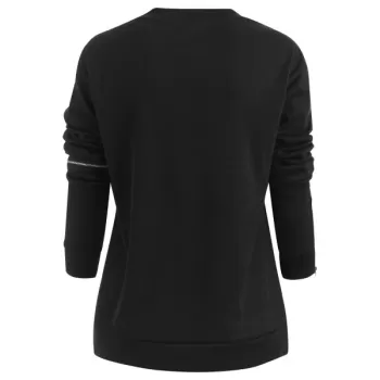 Long Sleeve Zippers Sweatshirt - Black