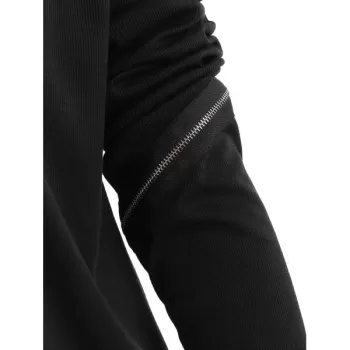 Long Sleeve Zippers Sweatshirt - Black