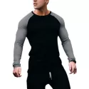Long Sleeves Slim Fit Panel Short - Black