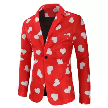Love Heart Print Valentine's Day Casual Blazer -