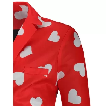 Love Heart Print Valentine's Day Casual Blazer -