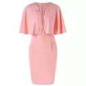 Low Cut Slim Fit Dress with Flounce - Light Pink