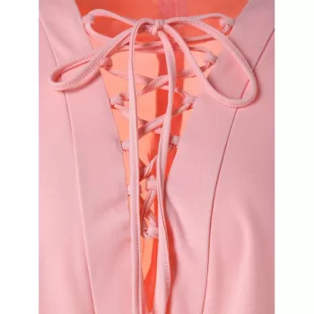 Low Cut Slim Fit Dress with Flounce - Light Pink