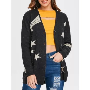 Low Cut Star Print Cardigan -