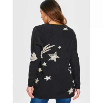 Low Cut Star Print Cardigan -