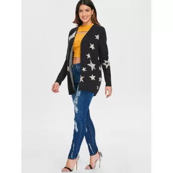 Low Cut Star Print Cardigan -