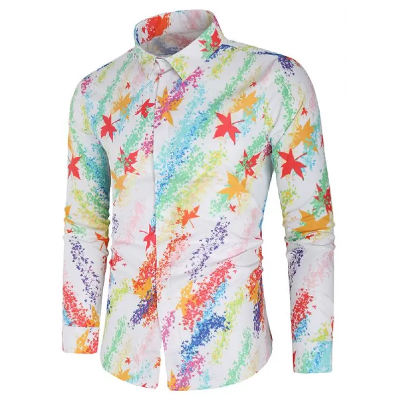 aple Leaves Painting Print Casual Shirt -