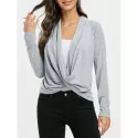 Marled Convertible Draped Cardigan - Gray Cloud