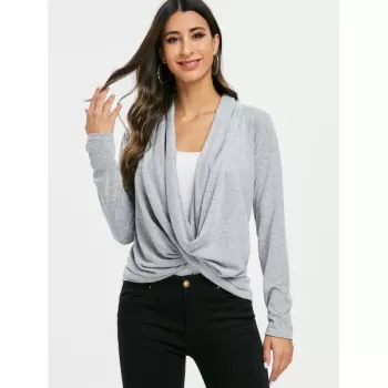Marled Convertible Draped Cardigan - Gray Cloud