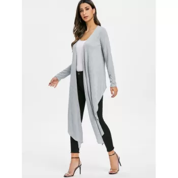 Marled Convertible Draped Cardigan - Gray Cloud