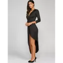 Maxi Prom Asymmetrical Knotted Bodycon Dress - Black