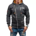 Men Hooded weater Personality ide Zipper Black Gray - Gray