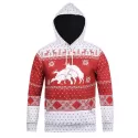 Men's Creative Personality Deer 3D Christmas Carnival Hoodie - Valentine Red