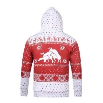 Men's Creative Personality Deer 3D Christmas Carnival Hoodie - Valentine Red