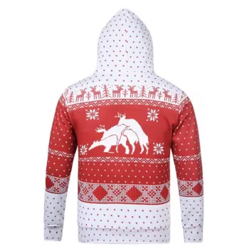Men's Creative Personality Deer 3D Christmas Carnival Hoodie - Valentine Red