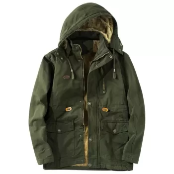 Men's Parka Casual Middle-aged Cotton - Army Green