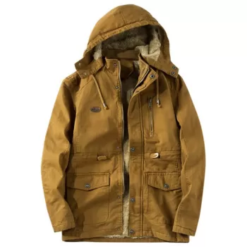 Men's Parka Casual Middle-aged Cotton - Army Green