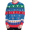 erry Christmas Sweatshirt Couple Hoodies Round Neck Sweater Lovers Clothing - Blue
