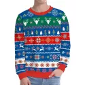 erry Christmas Sweatshirt Couple Hoodies Round Neck Sweater Lovers Clothing - Blue