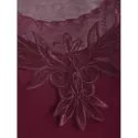 Mesh Embroidery Lace Panel Flounce Long leeve Tee - Red Wine