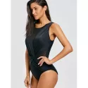 Mesh Insert urplice One Piece wimsuit - Black