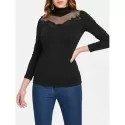 esh Panel Long Sleeve Turtleneck T-shirt - Black