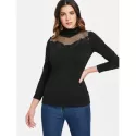 esh Panel Long Sleeve Turtleneck T-shirt - Black