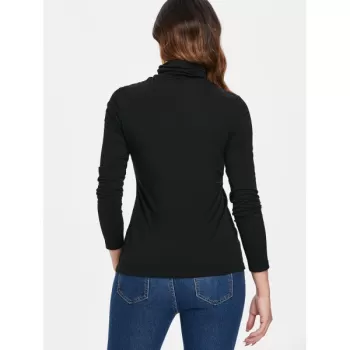 esh Panel Long Sleeve Turtleneck T-shirt - Black