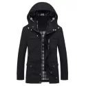 Middle-aged Men Winter Brushed Cotton Parka - Black