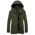 Middle-aged Men Winter Brushed Cotton Parka - Black