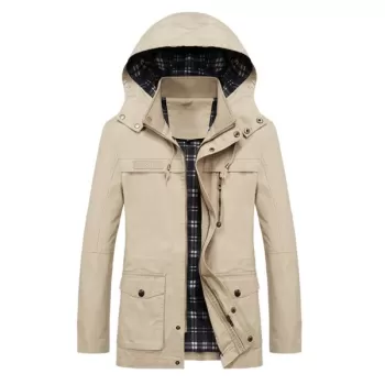 Middle-aged Men Winter Brushed Cotton Parka - Black