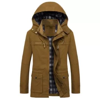 Middle-aged Men Winter Brushed Cotton Parka - Black