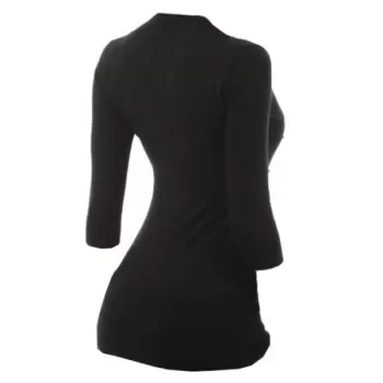 ock Button Contrast Three Quarter Sleeves Knitwear - Black